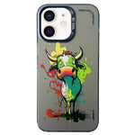 Cassa del telefono della pittura a olio animale di serie dell'argento di colore di doppio strato, For iPhone 12