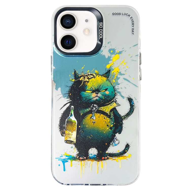 Cassa del telefono della pittura a olio animale di serie dell'argento di colore di doppio strato, For iPhone 12