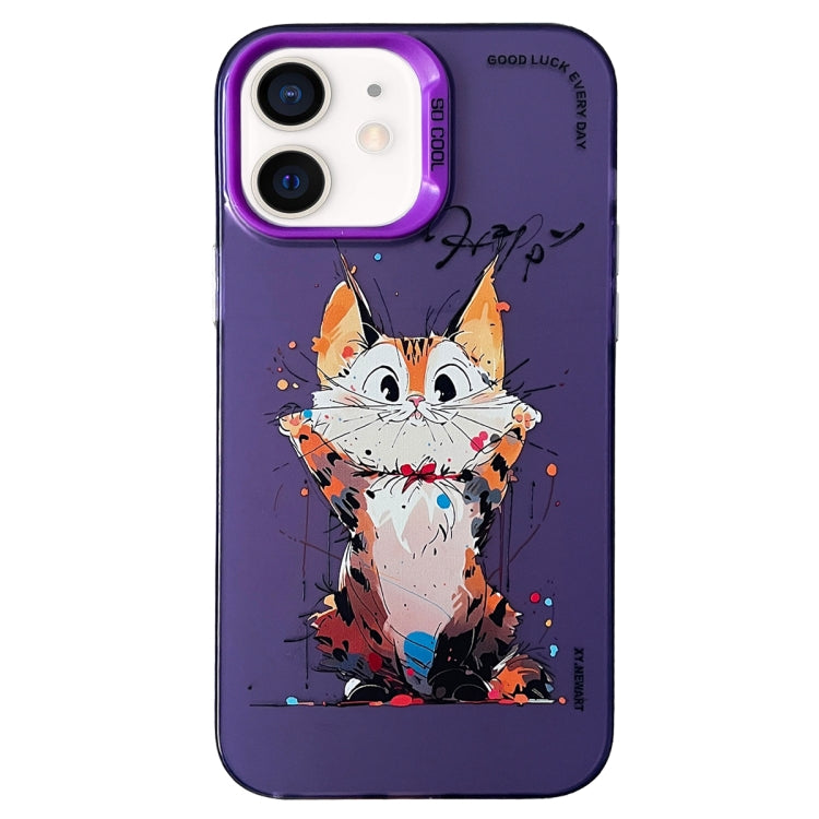Cassa del telefono della pittura a olio animale di serie dell'argento di colore di doppio strato, For iPhone 12