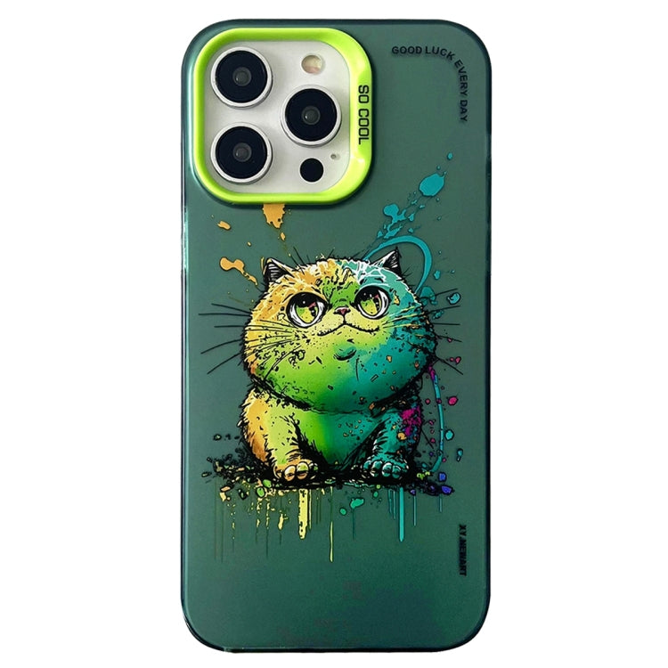 Cassa del telefono della pittura a olio animale di serie dell'argento di colore di doppio strato, For iPhone 15 Pro Max