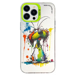 Cassa del telefono della pittura a olio animale di serie dell'argento di colore di doppio strato, For iPhone 15 Pro