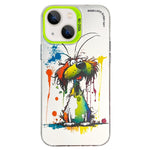 Cassa del telefono della pittura a olio animale di serie dell'argento di colore di doppio strato, For iPhone 15 Plus