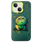 Cassa del telefono della pittura a olio animale di serie dell'argento di colore di doppio strato, For iPhone 15 Plus