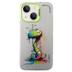 Cassa del telefono della pittura a olio animale di serie dell'argento di colore di doppio strato, For iPhone 15 Plus