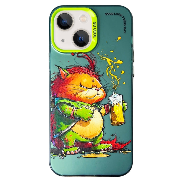 Cassa del telefono della pittura a olio animale di serie dell'argento di colore di doppio strato, For iPhone 15 Plus