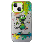 Cassa del telefono della pittura a olio animale di serie dell'argento di colore di doppio strato, For iPhone 15 Plus
