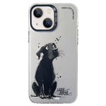 Cassa del telefono della pittura a olio animale di serie dell'argento di colore di doppio strato, For iPhone 15 Plus