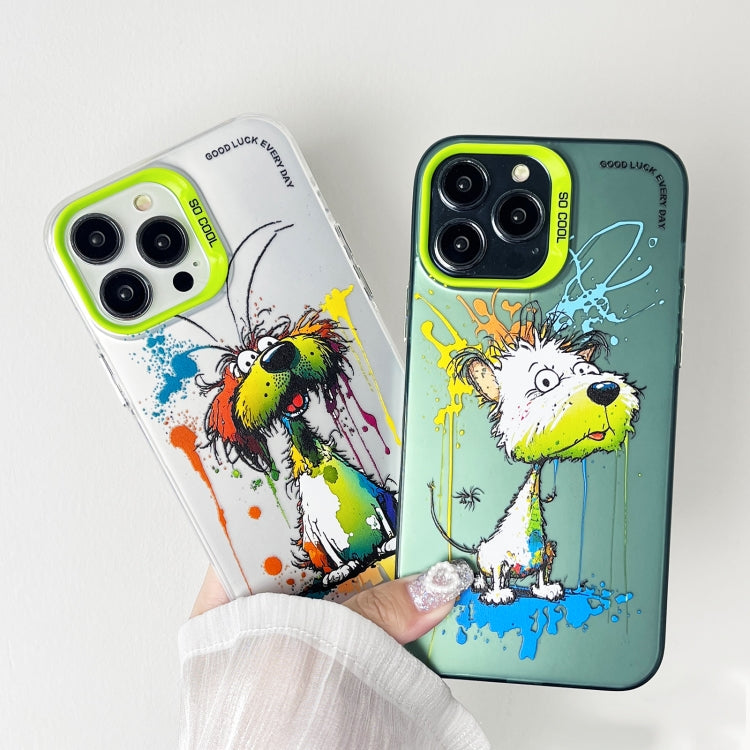Cassa del telefono della pittura a olio animale di serie dell'argento di colore di doppio strato, For iPhone 15 Plus