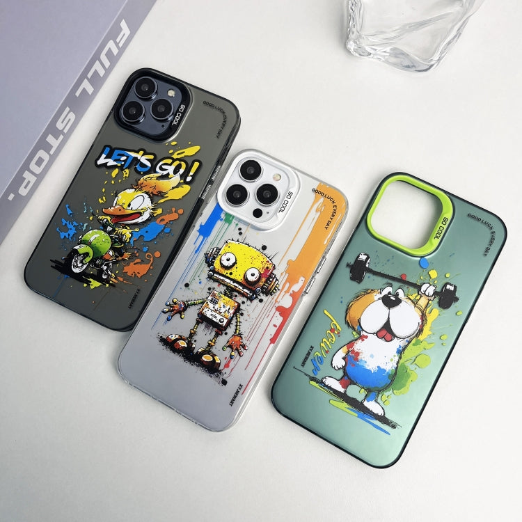 Cassa del telefono della pittura a olio animale di serie dell'argento di colore di doppio strato, For iPhone 15 Plus