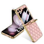 Custodia per telefono in PU con struttura a diamante con placcatura integrata GKK con anello, For Samsung Galaxy Z Flip6/7 FE, For Samsung Galaxy Z Flip7 5G, For Samsung Galaxy Z Flip5