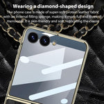 Custodia per telefono in PU con struttura a diamante con placcatura integrata GKK con anello, For Samsung Galaxy Z Flip6/7 FE, For Samsung Galaxy Z Flip7 5G, For Samsung Galaxy Z Flip5