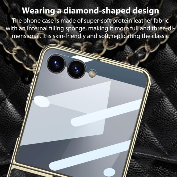 Custodia per telefono in PU con struttura a diamante con placcatura integrata GKK con anello, For Samsung Galaxy Z Flip6/7 FE, For Samsung Galaxy Z Flip7 5G, For Samsung Galaxy Z Flip5