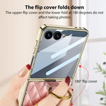 Custodia per telefono in PU con struttura a diamante con placcatura integrata GKK con anello, For Samsung Galaxy Z Flip6/7 FE, For Samsung Galaxy Z Flip7 5G, For Samsung Galaxy Z Flip5