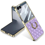 Custodia per telefono in PU con struttura a diamante con placcatura integrata GKK con anello, For Samsung Galaxy Z Flip6/7 FE, For Samsung Galaxy Z Flip7 5G, For Samsung Galaxy Z Flip5