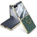 Custodia per telefono in PU con struttura a diamante con placcatura integrata GKK con anello, For Samsung Galaxy Z Flip6/7 FE, For Samsung Galaxy Z Flip7 5G, For Samsung Galaxy Z Flip5