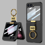 Custodia per telefono in pelle con supporto per anello Z ultrasottile GKK, For Samsung Galaxy Z Flip5