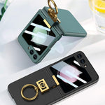 Custodia per telefono in pelle con supporto per anello Z ultrasottile GKK, For Samsung Galaxy Z Flip5