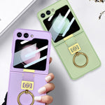 Custodia per telefono in pelle con supporto per anello Z ultrasottile GKK, For Samsung Galaxy Z Flip5
