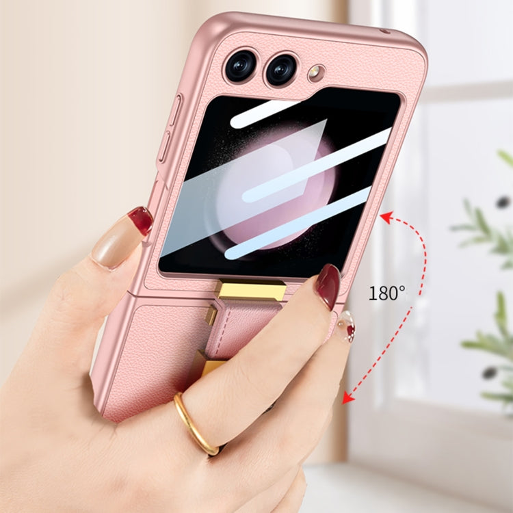 Custodia per telefono in pelle con supporto per anello Z ultrasottile GKK, For Samsung Galaxy Z Flip5