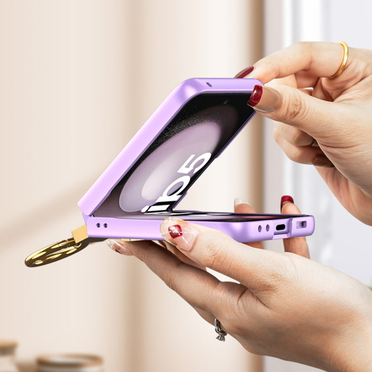 Custodia per telefono in pelle con supporto per anello Z ultrasottile GKK, For Samsung Galaxy Z Flip5