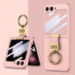 Custodia per telefono in pelle con supporto per anello Z ultrasottile GKK, For Samsung Galaxy Z Flip5