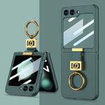 Custodia per telefono in pelle con supporto per anello Z ultrasottile GKK, For Samsung Galaxy Z Flip5