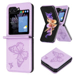 Custodia in pelle con farfalle per Samsung Galaxy Z Flip6