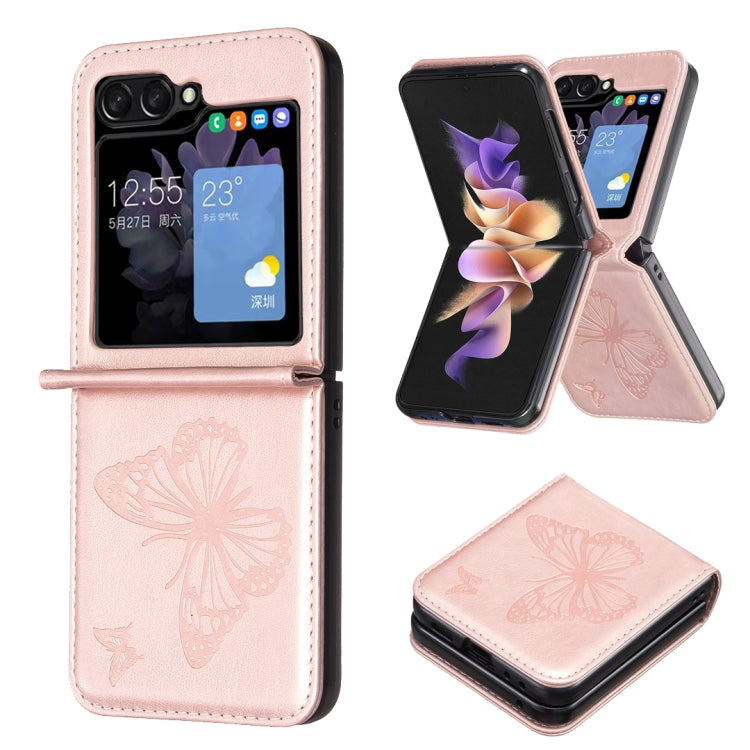 Custodia in pelle con farfalle per Samsung Galaxy Z Flip6