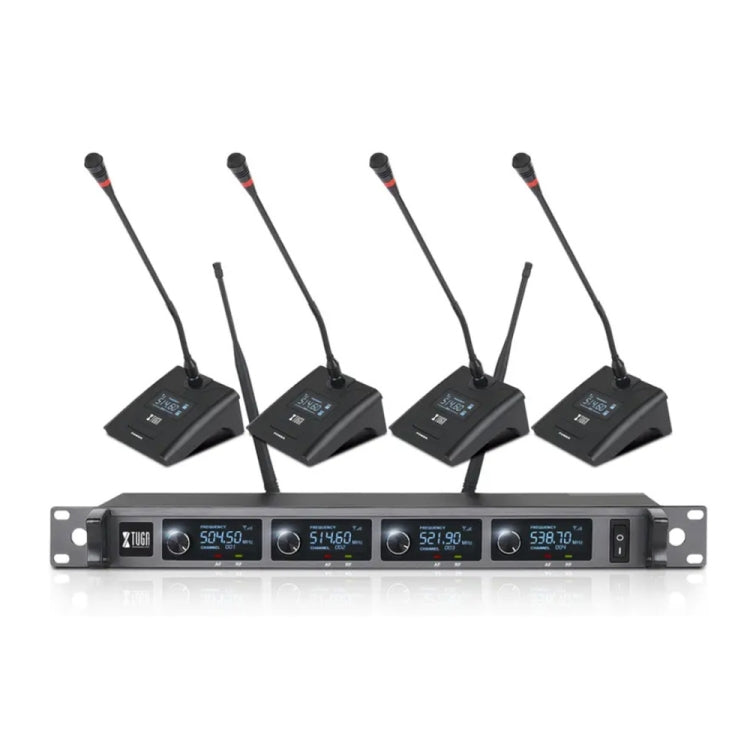 XTUGA A140-C Sistema microfonico wireless UHF a 4 canali Quattro microfoni per conferenza, A140-C