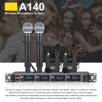 Sistema microfonico wireless UHF XTUGA A140-H 4 canali