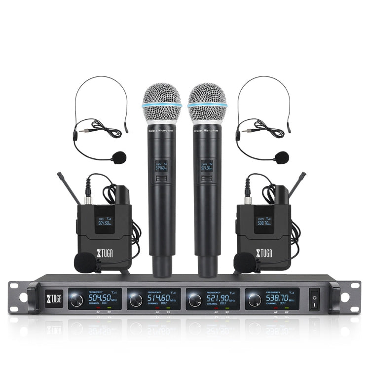 Sistema microfonico wireless XTUGA A140-HB Microfono auricolare Lavalier palmare a 4 canali, A140-HB