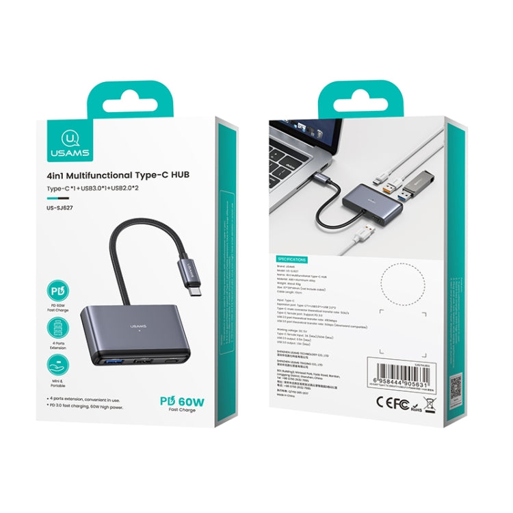 USAMS US-SJ627 HUB per docking station multifunzionale di tipo C 4 in 1, US-SJ627