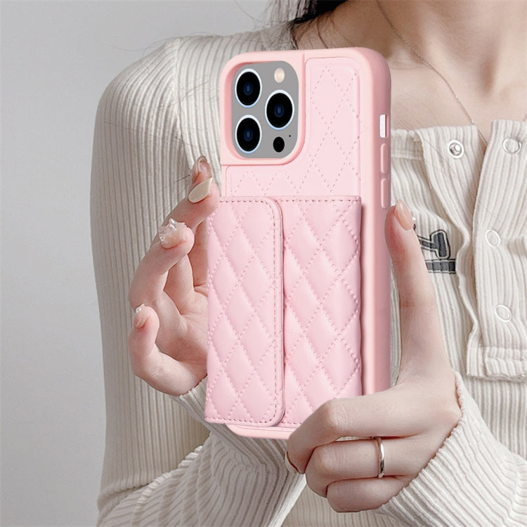 Custodia per telefono in pelle rombica a portafoglio orizzontale, For iPhone 15 Pro Max, For iPhone 15 Pro, For iPhone 15 Plus, For iPhone 15