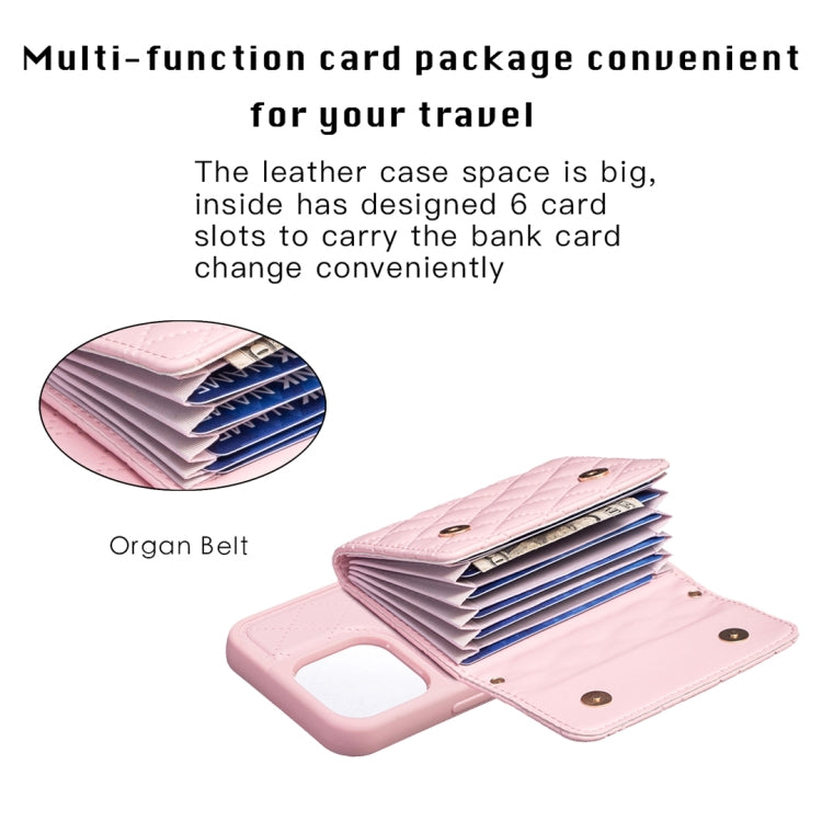 Custodia per telefono in pelle rombica a portafoglio orizzontale, For iPhone 15 Pro Max, For iPhone 15 Pro, For iPhone 15 Plus, For iPhone 15