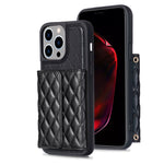 Custodia per telefono in pelle rombica a portafoglio orizzontale, For iPhone 15 Pro Max, For iPhone 15 Pro, For iPhone 15 Plus, For iPhone 15