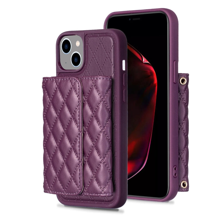 Custodia per telefono in pelle rombica a portafoglio orizzontale, For iPhone 15 Pro Max, For iPhone 15 Pro, For iPhone 15 Plus, For iPhone 15