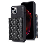 Custodia per telefono in pelle rombica a portafoglio orizzontale, For iPhone 15 Pro Max, For iPhone 15 Pro, For iPhone 15 Plus, For iPhone 15