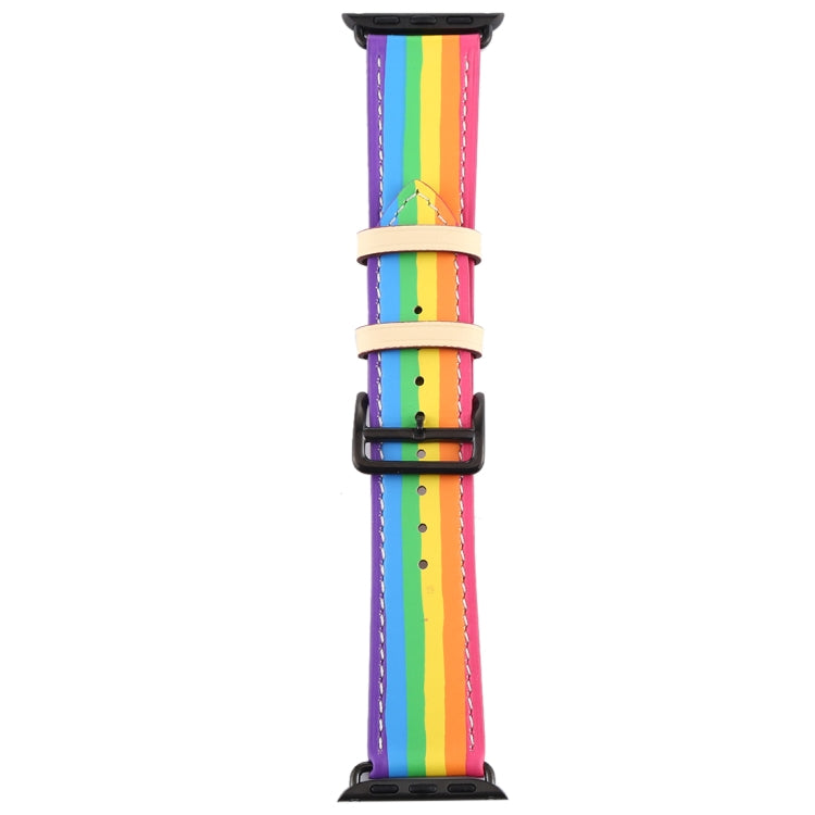 Cinturino in pelle arcobaleno, For Apple Watch Series 7 41mm / 6 & SE & 5 & 4 40mm / 3 & 2 & 1 38mm, For Apple Watch Series 7 45mm / 6 & SE & 5 & 4 44mm / 3 & 2 & 1 42mm