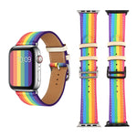 Cinturino in pelle arcobaleno, For Apple Watch Series 7 41mm / 6 & SE & 5 & 4 40mm / 3 & 2 & 1 38mm, For Apple Watch Series 7 45mm / 6 & SE & 5 & 4 44mm / 3 & 2 & 1 42mm