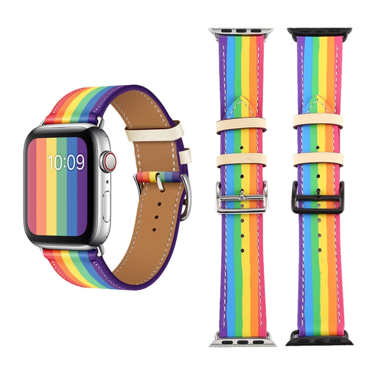 Cinturino in pelle arcobaleno per Apple Watch compatibile