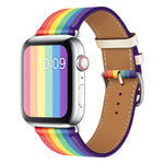 Cinturino in pelle arcobaleno, For Apple Watch Series 7 41mm / 6 & SE & 5 & 4 40mm / 3 & 2 & 1 38mm, For Apple Watch Series 7 45mm / 6 & SE & 5 & 4 44mm / 3 & 2 & 1 42mm