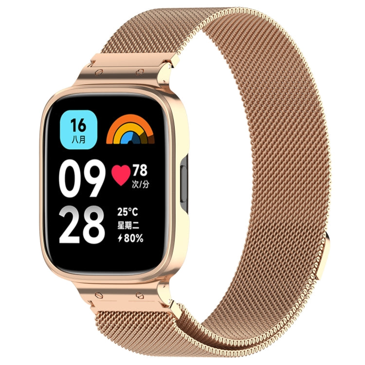 Cinturino per orologio in metallo Milan 2 in 1 con cornice per orologio, For Redmi Watch 3 Lite / Watch 3 Active