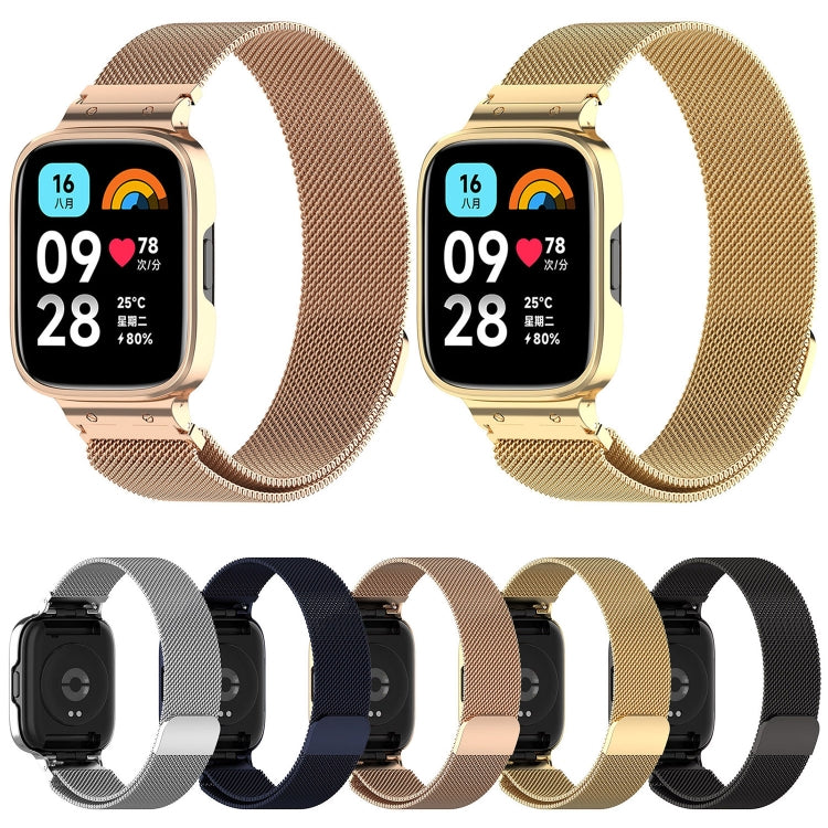 Cinturino per orologio in metallo Milan 2 in 1 con cornice per orologio, For Redmi Watch 3 Lite / Watch 3 Active