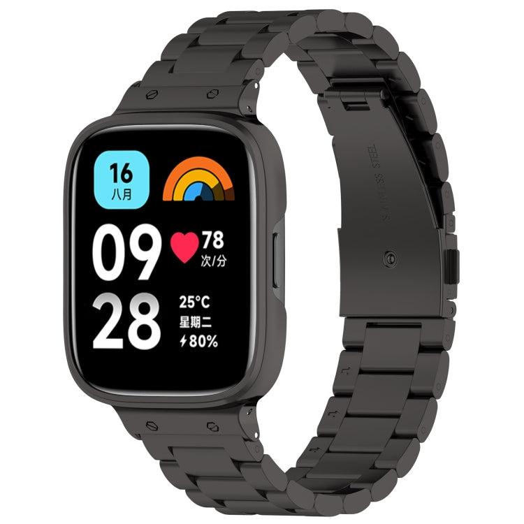 Cinturino per orologio in metallo a tre sfere 2 in 1 con cornice per orologio, For Redmi Watch 3 Lite / Watch 3 Active