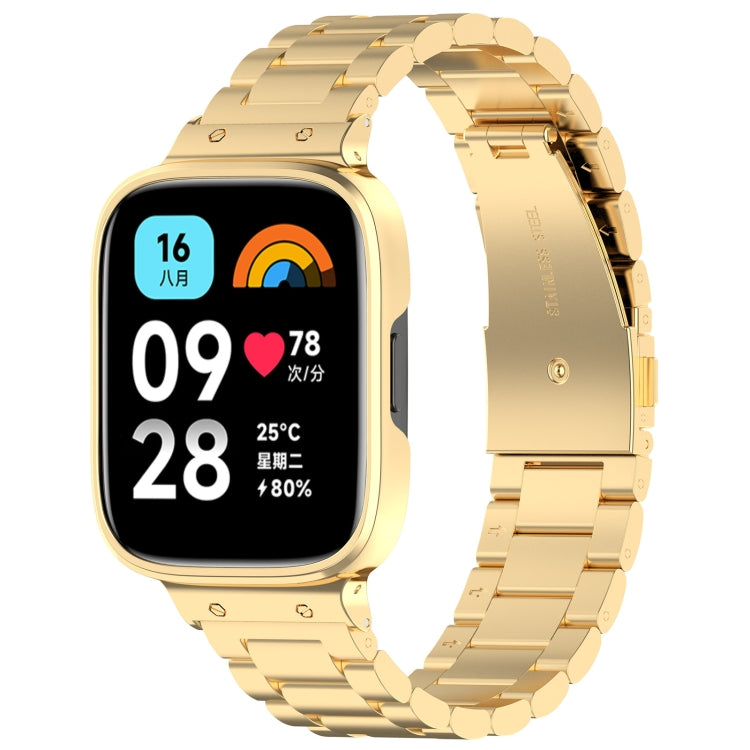 Cinturino per orologio in metallo a tre sfere 2 in 1 con cornice per orologio, For Redmi Watch 3 Lite / Watch 3 Active