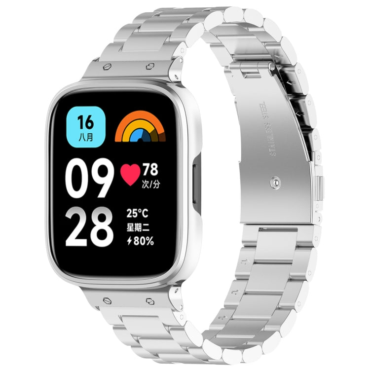 Cinturino per orologio in metallo a tre sfere 2 in 1 con cornice per orologio, For Redmi Watch 3 Lite / Watch 3 Active
