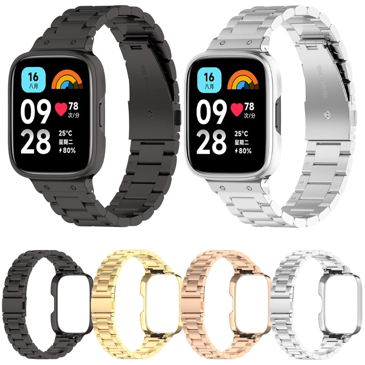 Cinturino per orologio in metallo a tre sfere 2 in 1 con cornice per orologio, For Redmi Watch 3 Lite / Watch 3 Active