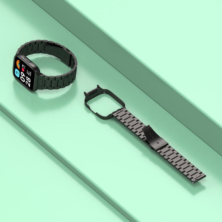 Cinturino per orologio in metallo a tre sfere 2 in 1 con cornice per orologio, For Redmi Watch 3 Lite / Watch 3 Active