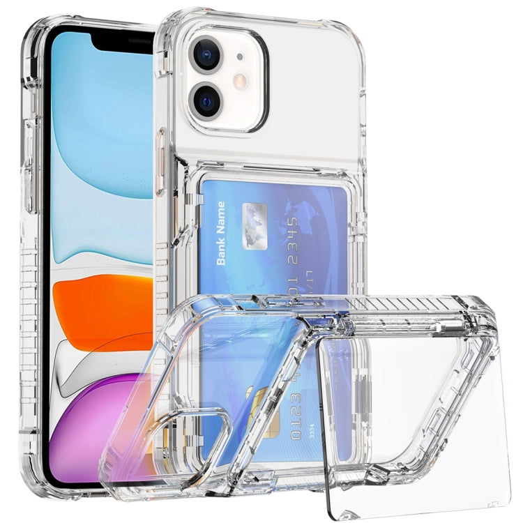 Custodia per telefono con slot per schede flip trasparente, For iPhone 13 Pro Max, For iPhone 13 Pro, For iPhone 13, For iPhone 12 / 12 Pro, For iPhone 12 Pro Max, For iPhone 11 Pro Max, For iPhone 11, For iPhone 11 Pro
