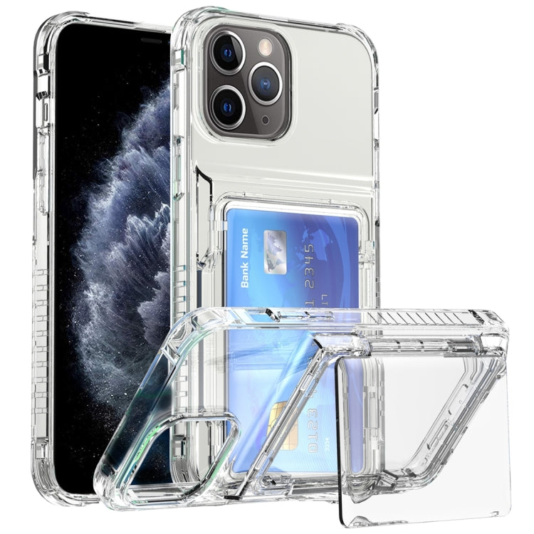 Custodia per telefono con slot per schede flip trasparente, For iPhone 13 Pro Max, For iPhone 13 Pro, For iPhone 13, For iPhone 12 / 12 Pro, For iPhone 12 Pro Max, For iPhone 11 Pro Max, For iPhone 11, For iPhone 11 Pro